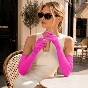 GUANTES LARGOS ROSADOS