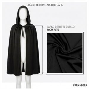 CAPA NEGRA CON CAPUCHA 60CM